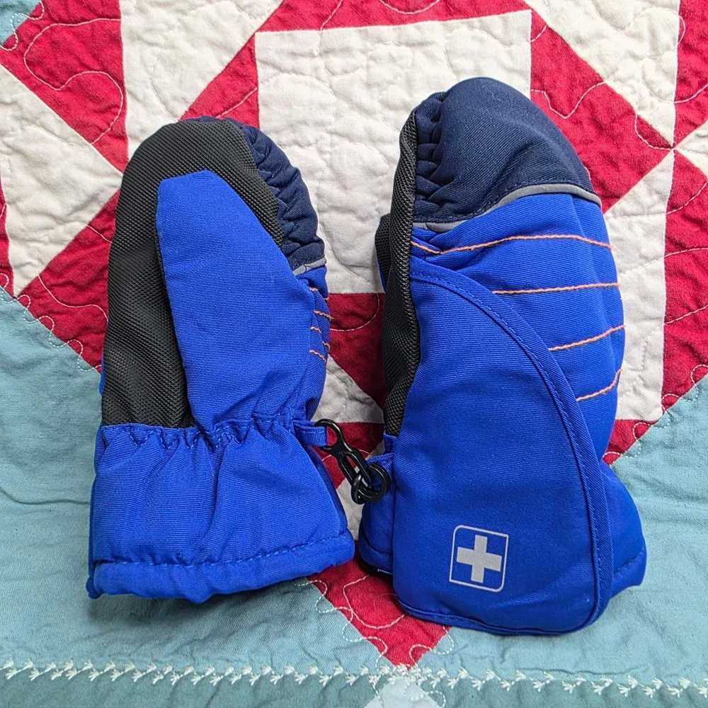 Swiss Tech Performance Gear Blue Toddler Kids Mittens Hook Loop Closure One Size